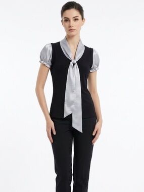 Tattoo Black & White Polka Dot Puff Sleeve Top Size M | Retro Chic |